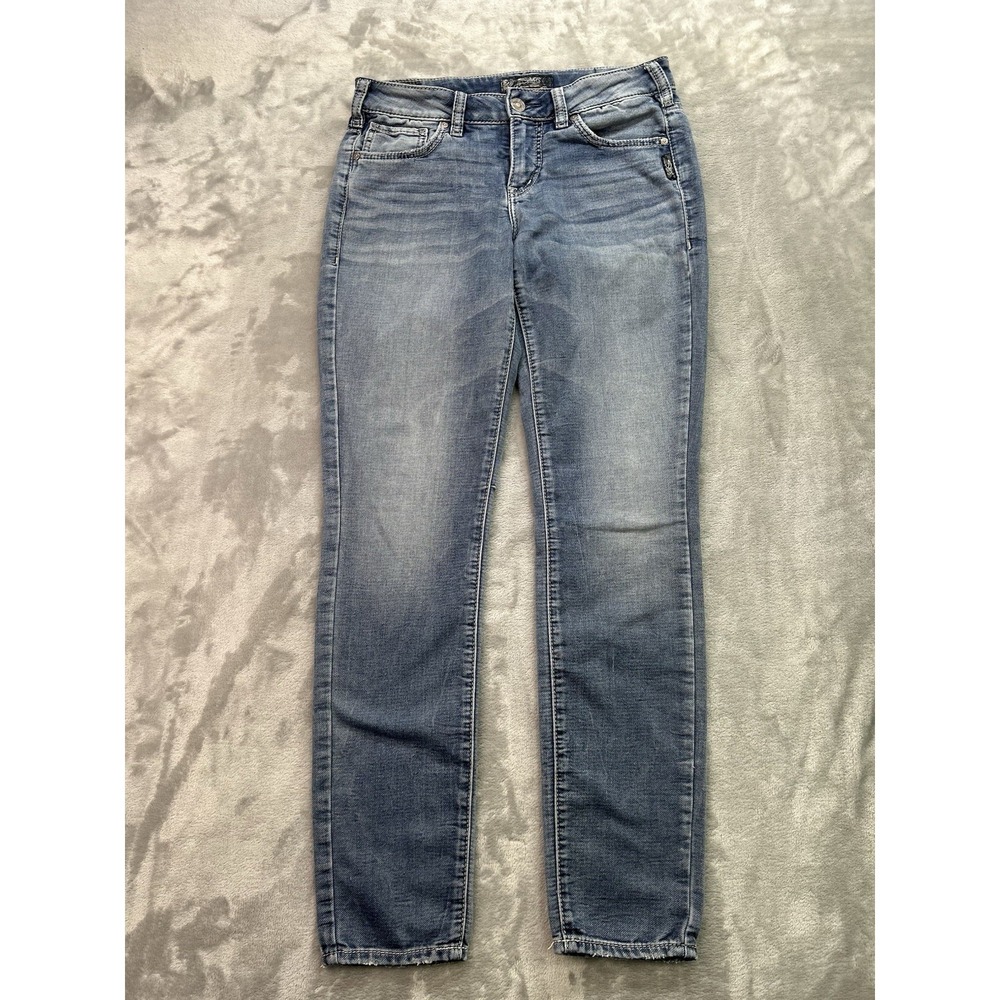 Silver Jeans Womens 28x31 Aiko High Skinny Stretch Denim Whisker Faded Yoga